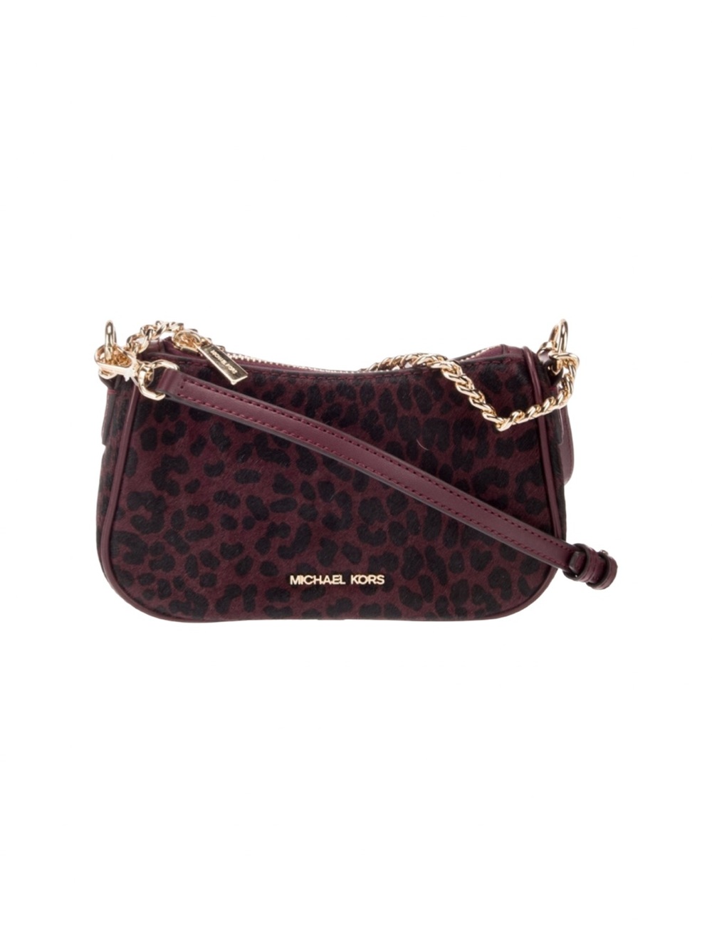 Michael Kors Carmela Oxblood Haircalf Leather Pouchette Convertible Bag NWT